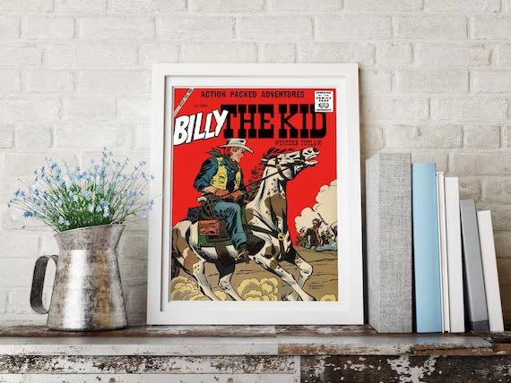 VINTAGE WESTERN POSTER - Billy the Kid Art Print, Quality Reproduction | Etsy (US)