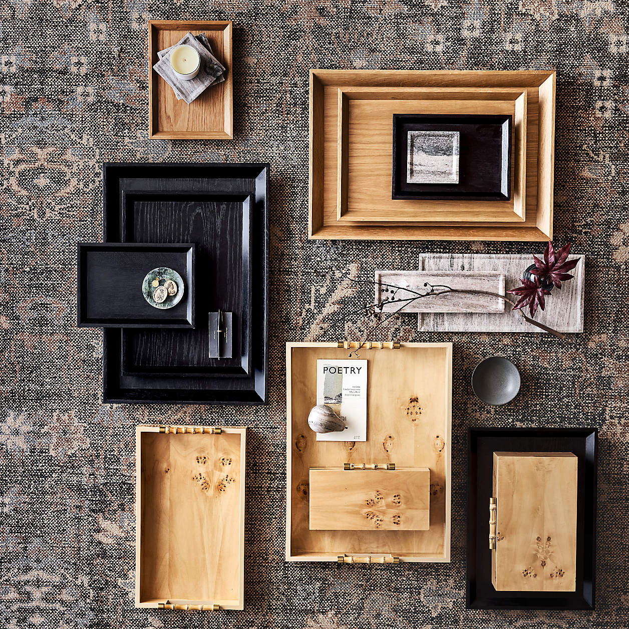 Memento Large Ebonized Wood Tray + Reviews | Crate & Barrel | Crate & Barrel