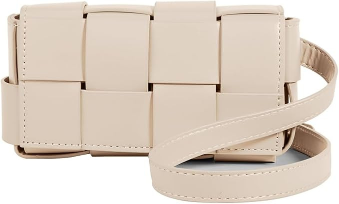 Mini Woven Crossbody Bag for Women, Square Shoulder Handbag Leather Clutch Purse Cute Fanny Packs... | Amazon (US)