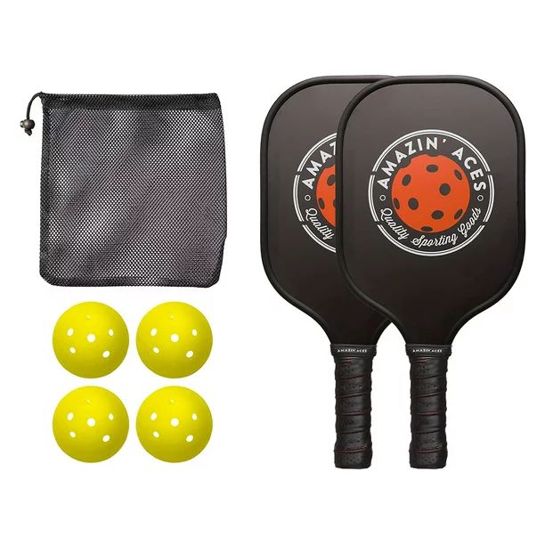 Amazin' Aces Pickleball Paddle Bundle | Set Includes Two Graphite Paddles + Four Balls + One Mesh... | Walmart (US)
