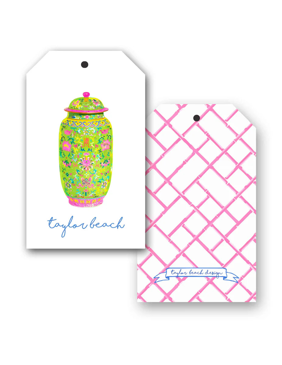 Haute Chinoiserie Personalized Hang Tags, Green | Taylor Beach Design