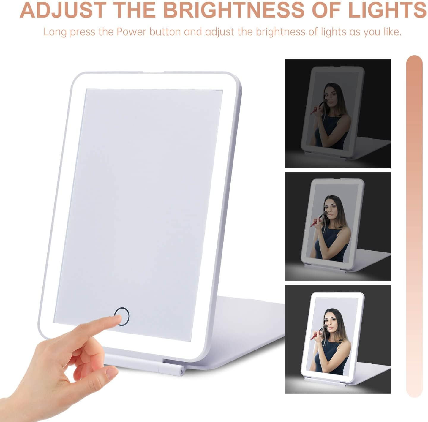 LED Foldable Travel Makeup Mirror - 5x7 inches 3 Colors Light Modes USB Rechargeable Touch Screen... | Amazon (US)