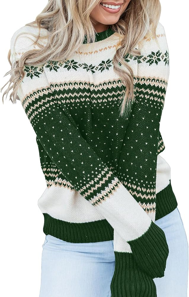 LookbookStore Women Ugly Christmas Tree Reindeer Holiday Knit Sweater Pullover | Amazon (US)