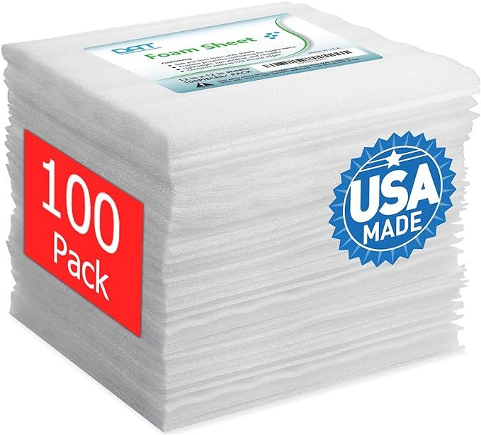 100 Pack Foam Sheets, DAT 12" x 12", 1/16" Thickness, Foam Wrap Cushioning Material, Moving Suppl... | Amazon (US)