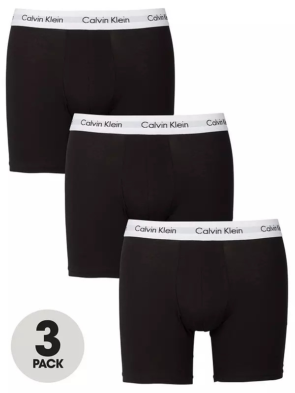 Calvin Klein 3 Pack Boxer Briefs - Black | Very (UK)