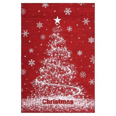 Washable Christmas Area Rug for Living Room Bedroom, Winter Holiday Decorative Dining Room Carpet, Xmas Snowflake Rugs for Kids Room | Target