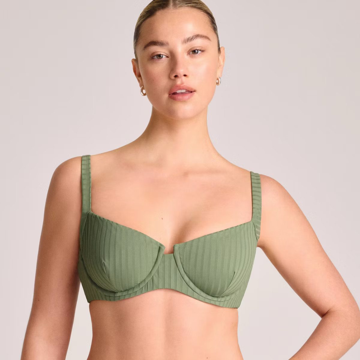 Vitamin A Women's Ribbed Demi Underwire Bikini Top - Green | Target