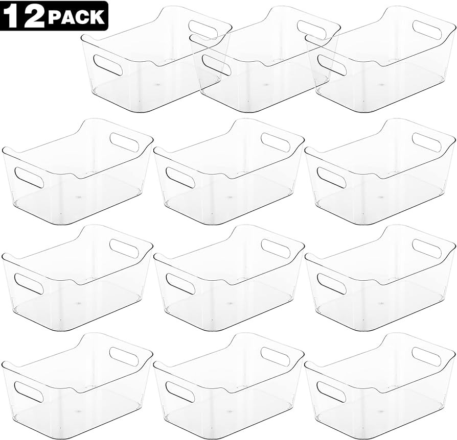 Tiawudi 12 Pack Plastic Storage Bins, Multi-Use Organizer Bins, Pantry Organizer, Clear Storage C... | Amazon (US)