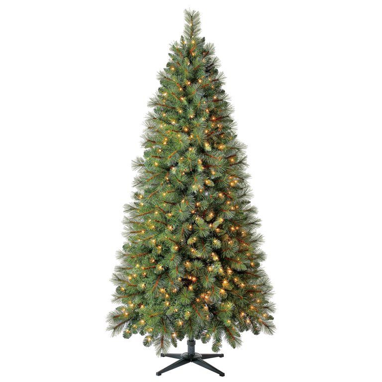 Holiday Time Pre-Lit Scottsdale Pine Artificial Christmas Tree, Clear Incandescent Lights, 7' | Walmart (US)