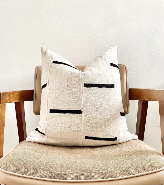 African Mudcloth Pillow Sham Textured Fabric Black Natural - Etsy | Etsy (US)