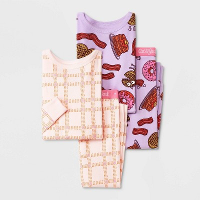 Toddler Girls' 4pc Plaid & Breakfast Pajama Set - Cat & Jack™ Pink | Target
