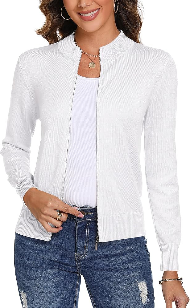 Totatuit Womens Long Sleeve Knitted Zip Up Sweater Cardigans Sweaters Lightweight Zipper Sweatshi... | Amazon (US)