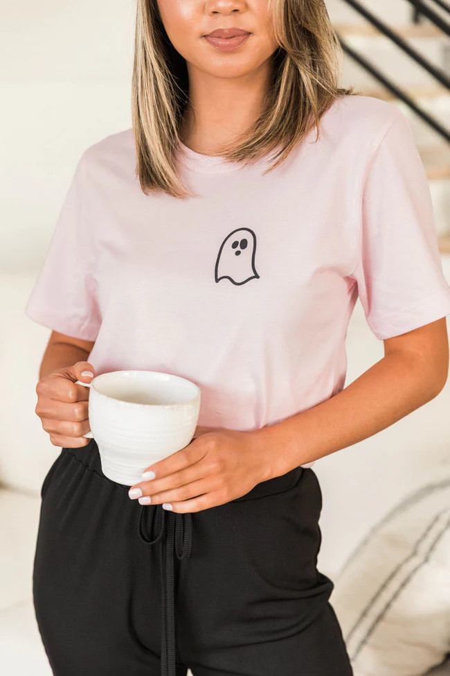 Pocket Ghost Pink Graphic Tee | Pink Lily