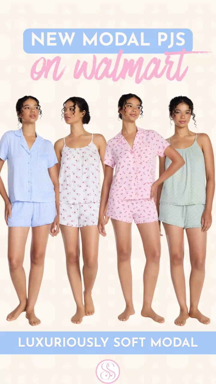 Walmart's new Joyspun modal pajamas just dropped in the prettiest prints. I own several pairs of Walmart's modal pajamas at this point and they are genuinely in my top three favorite pajamas. And I have tried a LOT of pajamas. 

The modal blend is what sets these apart. Modal is temperature-regulating, breathes better than cotton, stays soft wash after wash, and has this cool, silky hand feel that makes climbing into bed feel like a reward. These are 93% Birla Livaeco Modal with 7% spandex, so you get that luxury drape with just enough stretch to move with you overnight. 

Two silhouettes just launched. The cami and shorts set has a scoop neck with soft shirring, adjustable spaghetti straps, and ruffle trim at the hem. The shorts have side-seam pockets and an elastic drawstring waist. Then there's the notch collar short sleeve set, which gives classic pajama styling with a button front, chest pocket, and that same feminine ruffle trim. Both sets come in multiple colors and prints. The blue stripe, the pink floral, the sage dot. All of them feel very Lake Pajamas or Eberjey but at a Walmart price point. 

Ways to wear them: 
☁️ End-of-day wind down when you want to feel put together even in PJs 
☁️ Weekend morning coffee on the porch 
☁️ Movie night on the couch 
☁️ Summer travel pajamas that pack flat and breathe in warm hotels 
☁️ Mother's Day gift that looks way more expensive than it is 

If you're a Lake Pajamas fan, an Eberjey shopper, or you've been searching for elevated sleepwear that doesn't cost $100 a set, these belong in your cart. 

Preppy pajama lovers, Southern women who run warm at night, anyone building a better loungewear drawer. This is your find. Searching for affordable modal pajamas, Joyspun pajama sets, or the best Walmart sleepwear? Lake Pajamas mood. Eberjey softness. Walmart price.

 #LTKFindsUnder50 #LTKFindsUnder100 #PreppyStyle #LookForLess #WalmartStyle #ModalPajamas #MothersDayGofts #LakePajamas #SummerPajamas 

#LTKTravel #LTKMothersDay #LTKSeasonal