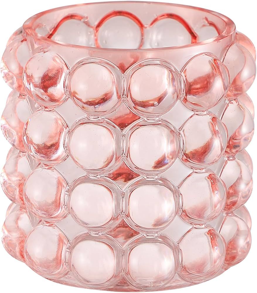 MARTAGE Glass Bubble Vase, Pink Glass Vase, Small Glass Vase, Flower Vase, Unique Vase, Short Gla... | Amazon (US)