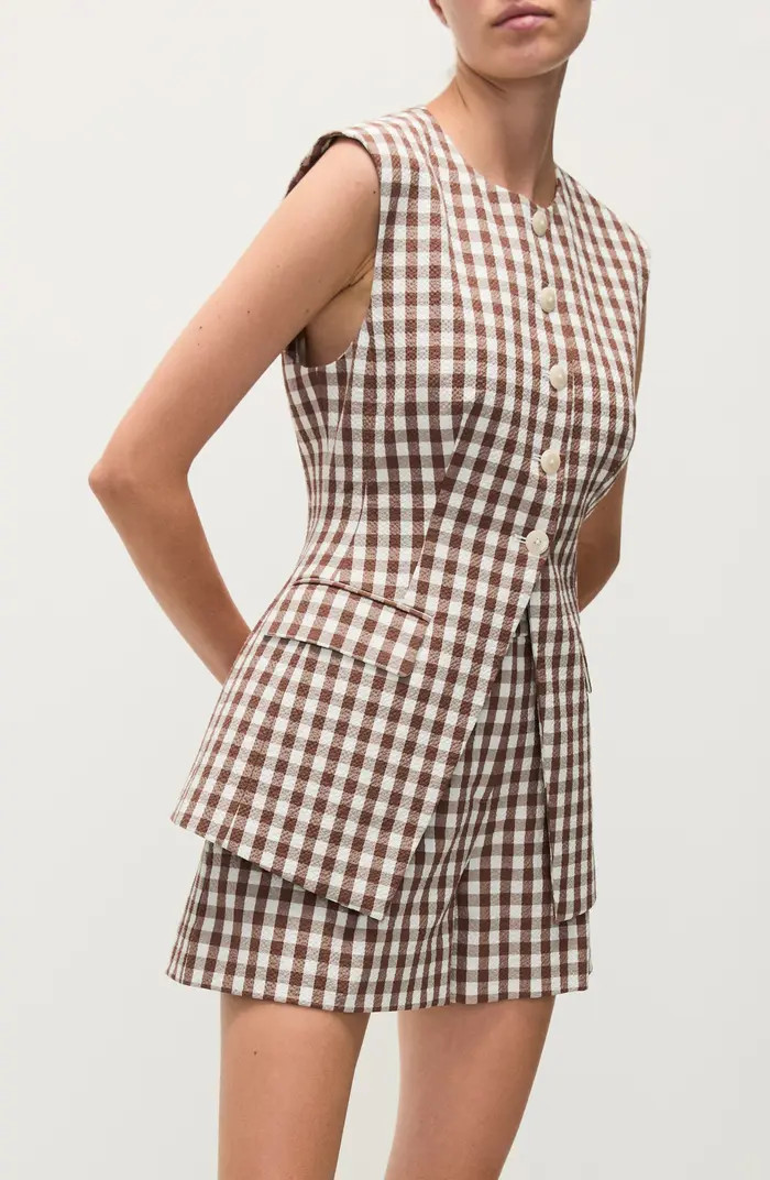Veronica Beard Lois Gingham Seersucker Cutaway Vest | Nordstromrack | Nordstrom Rack