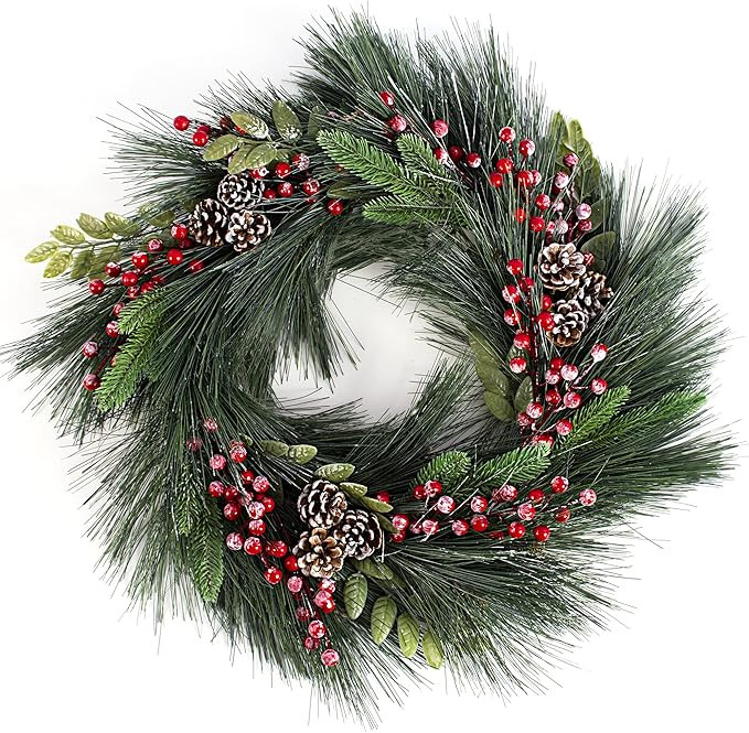 23" Artificial Christmas Wreath Festival Celebration Front Door Wall Window Party Decoration Arti... | Amazon (US)