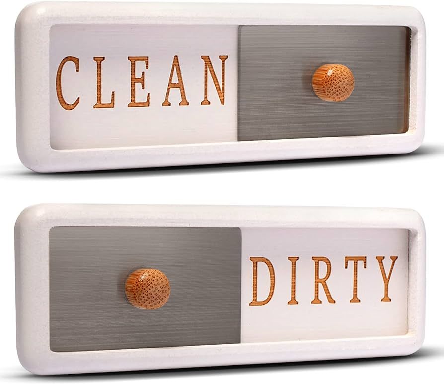 Bamboo Dishwasher Magnet Clean Dirty Sign - Clean Dirty Magnet for Dishwasher, Dirty Clean Dishwa... | Amazon (US)