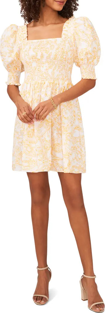 1.STATE Paisley Smocked Puff Sleeve Dress | Nordstromrack | Nordstrom Rack