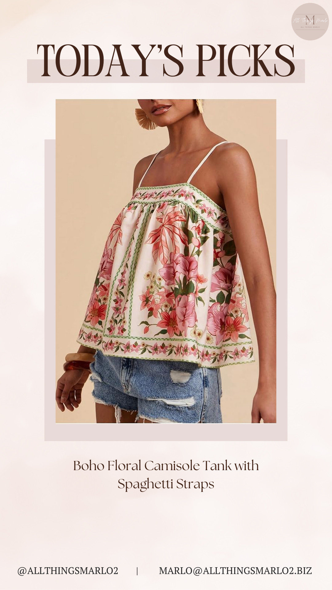 Boho Floral Camisole Tank with Spaghetti Straps 

 #LTKootd #LTKSeasonal #LTKTravel