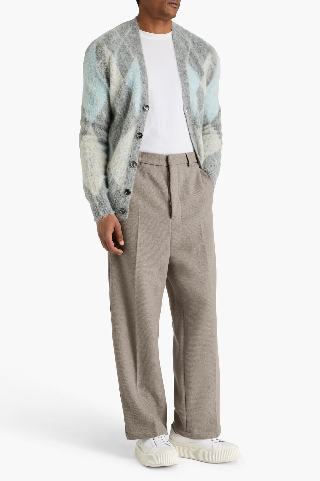 Wool-blend twill pants - stone - One Size | The Outnet (UK and Europe)