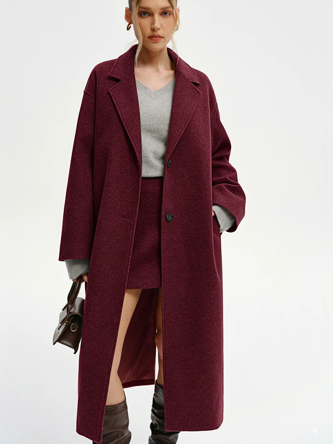 Oversized Tweed Long Coat | Commense