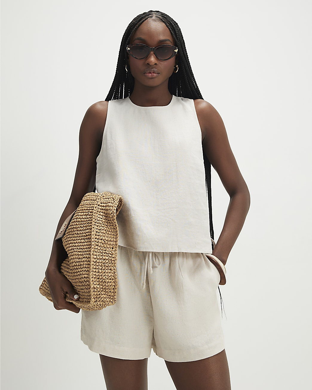 Cream Linen Blend Shorts | River Island UK & IE