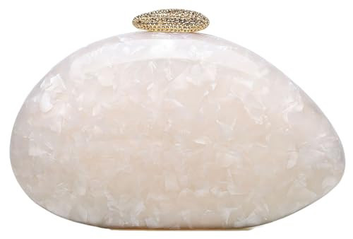 Jusavie Acrylic Pearl Clutch Purses Women Shell-shaped Evening Handbag Evening Clutch Bag with Chain for Prom Wedding Party | Amazon (US)