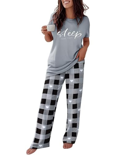 CHICME Womens Pajamas Sets 2 Piece Short Sleeve Lounge Set Printed Loose Pants Pj Sets Loungewear... | Amazon (US)