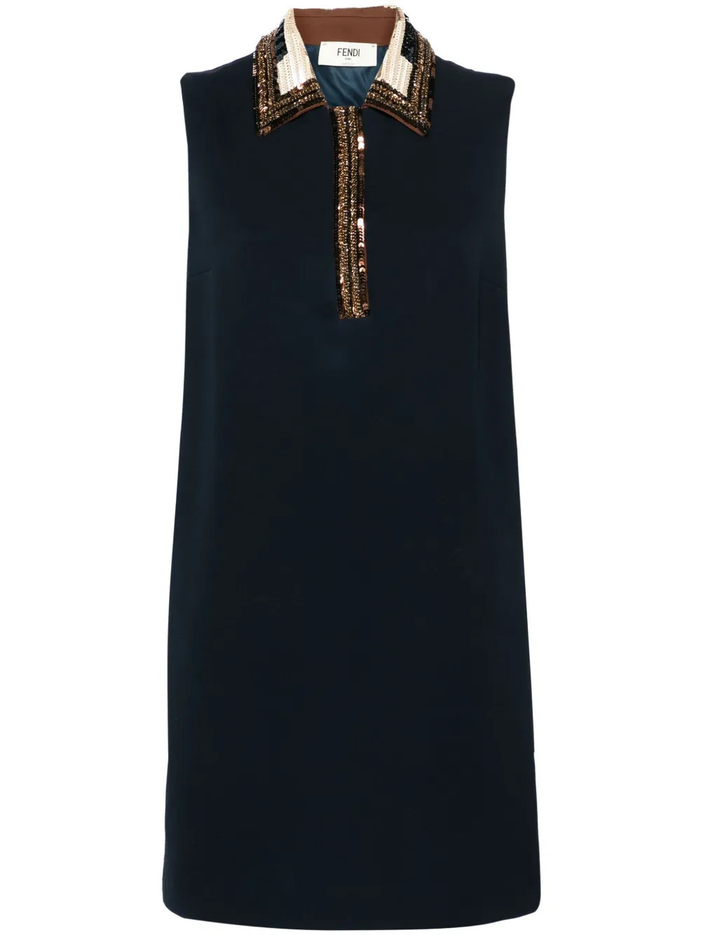 FENDI sequined-trim polo minidress - Blue | Farfetch Global