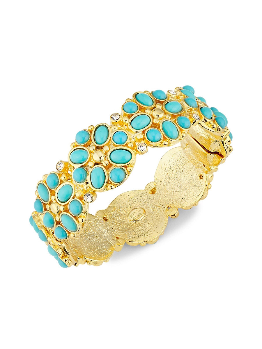 Women's Goldtone & Multi-Stone Flower Bracelet - Gold Turquoise | Saks Fifth Avenue