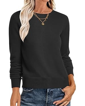 ANRABESS Women's Long Sleeve Crewneck Classic 2025 Fall Soft Loose Fit Basic Pullover Sweaters To... | Amazon (US)