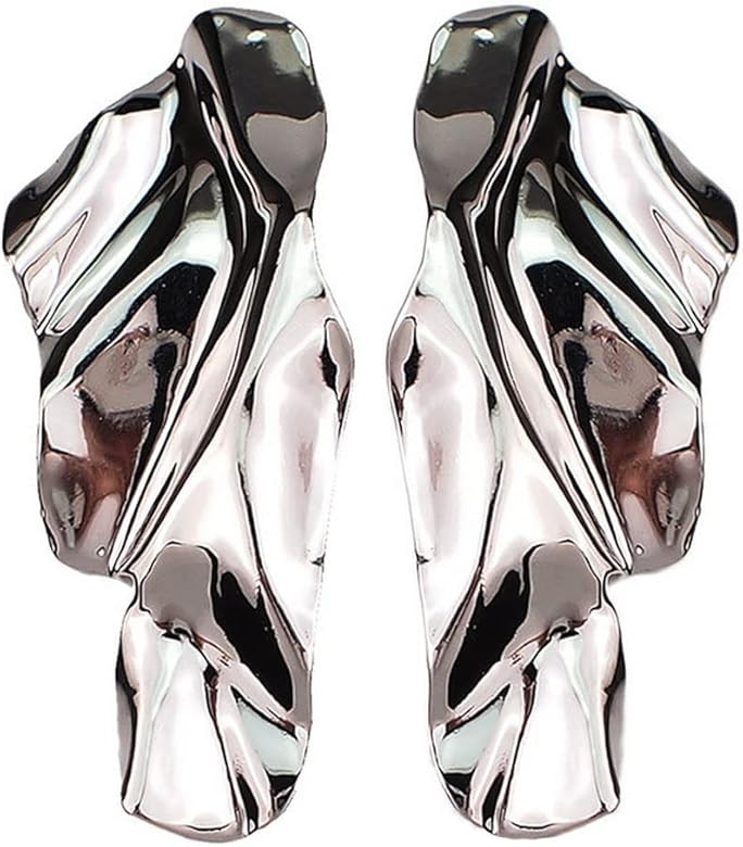 Statement Geometric Texture Earrings for Women,Large Fashion Irregular Minimalism Metal Earrings,... | Amazon (US)
