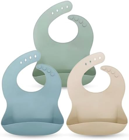 Baby Bliss 3 Pack Baby Bibs Waterproof Adjustable Toddler Bibs, Silicone Bib Food with Catcher Po... | Amazon (CA)