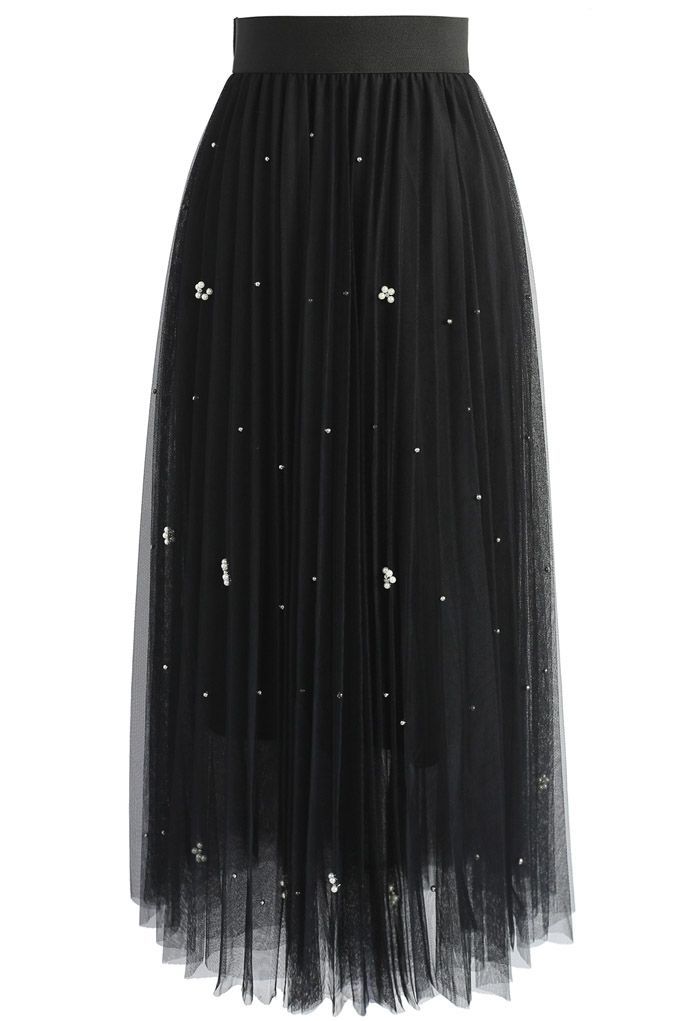 Falling Sparkle Tulle Skirt in Black | Chicwish
