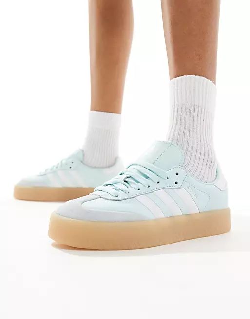 adidas Originals Sambae sneakers in light blue and white with gum sole | ASOS (Global)