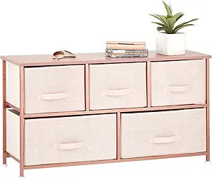 mDesign Wide Steel Frame/Wood Top Storage Dresser Furniture Unit with 5 Removable Fabric Drawers,... | Amazon (US)