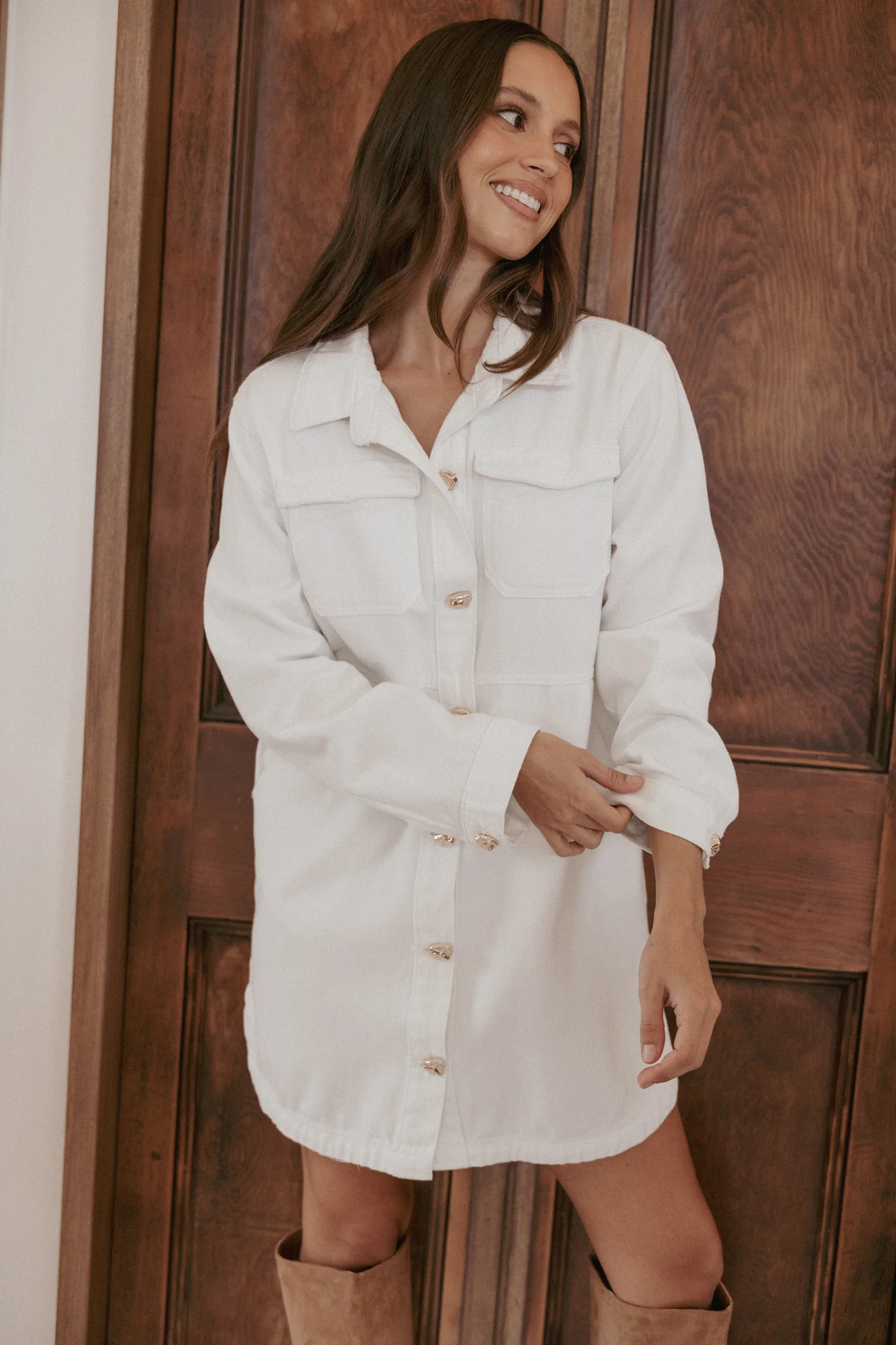 Turner Denim Dress - White Denim | Petal & Pup (US)