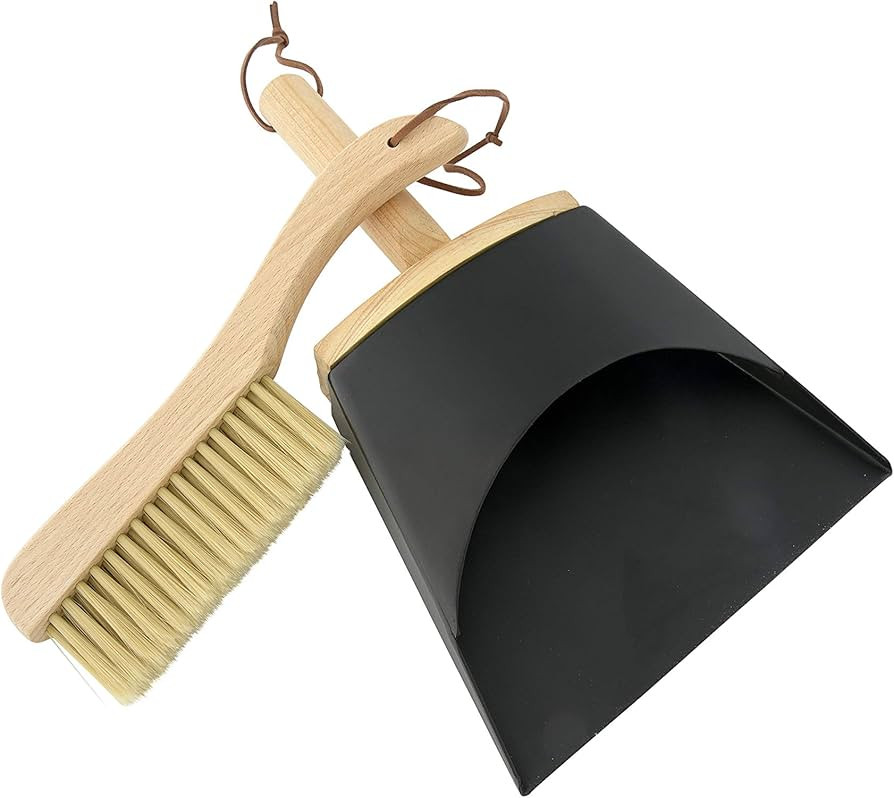Creative Co-Op DF3015 Metal Dust Pan Handle, Beech Wood Brush & Leather Straps (Set of 2 Pieces) ... | Amazon (US)