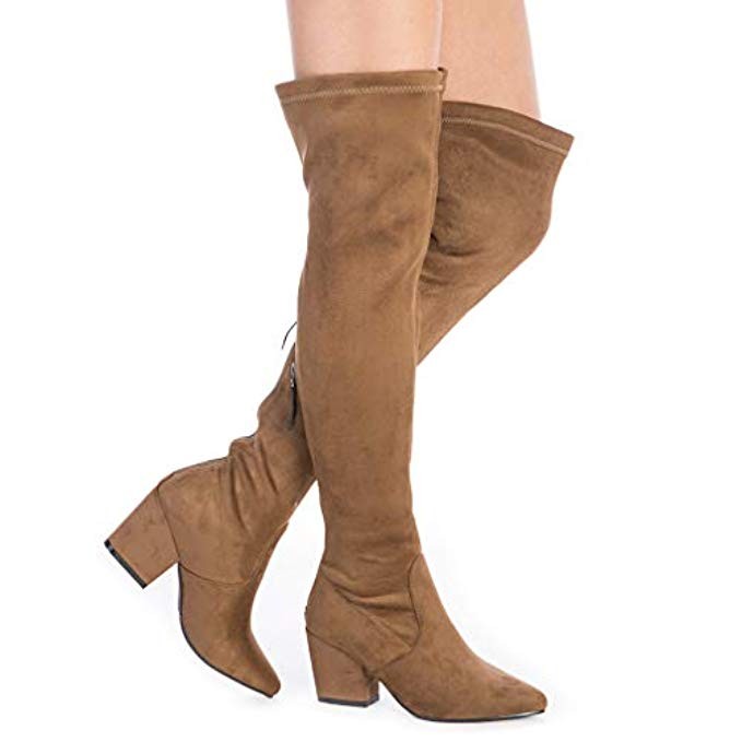 N.N.G Women Boots Winter Over Knee Long Boots Fashion Boots Heels Autumn Quality Suede Comfort Squar | Amazon (US)