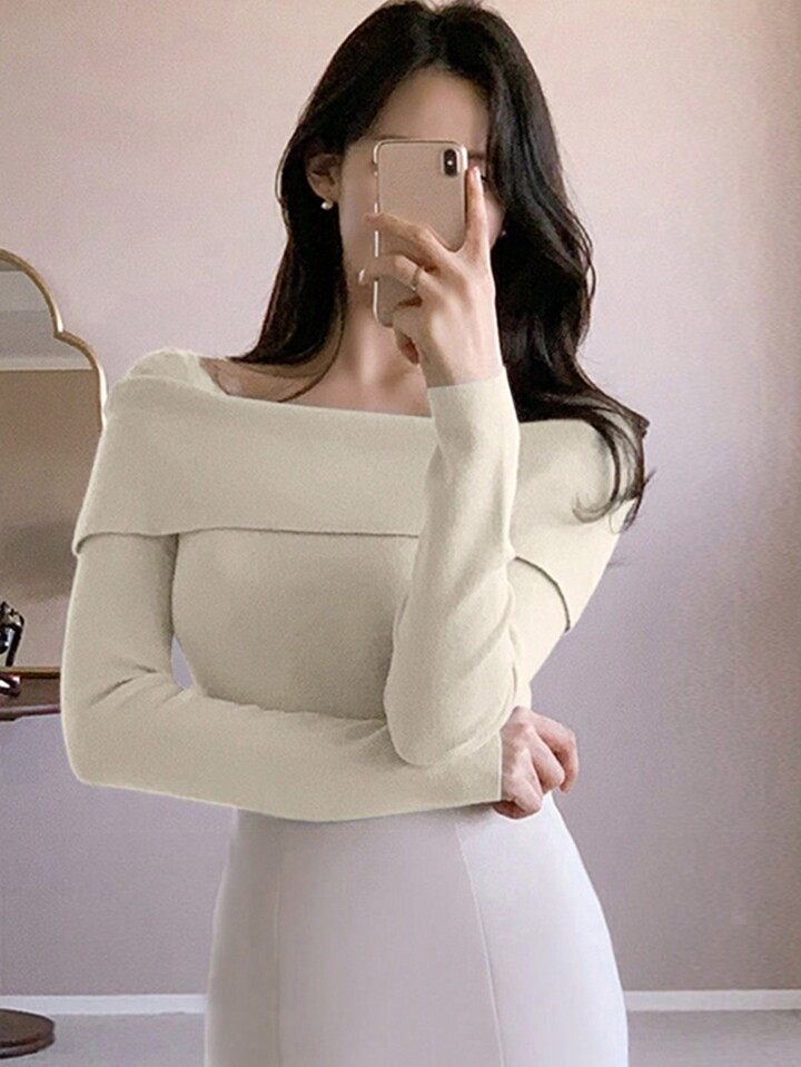 DAZY Women'S Slim Fit Knitted Sweater With Off Shoulder Design | SHEIN