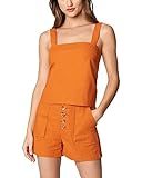 [BLANKNYC] Womens Linen Crop Top with Tie Back Detail, Stylish & Designer Clothes, Firecracker, X-Sm | Amazon (US)