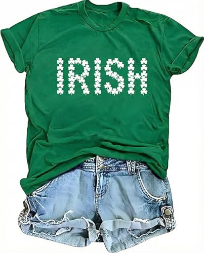 St Patricks Day Shirt Women Lucky Irish Shamrock Tshirt Green Saint Pattys Day Clover Graphic Tee Tops | Amazon (US)