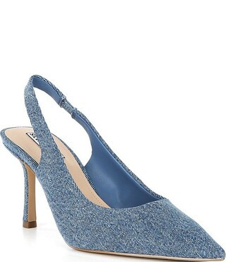 x Sydney Silverman Christina Denim Pointed Toe Slingback Pumps | Dillard's