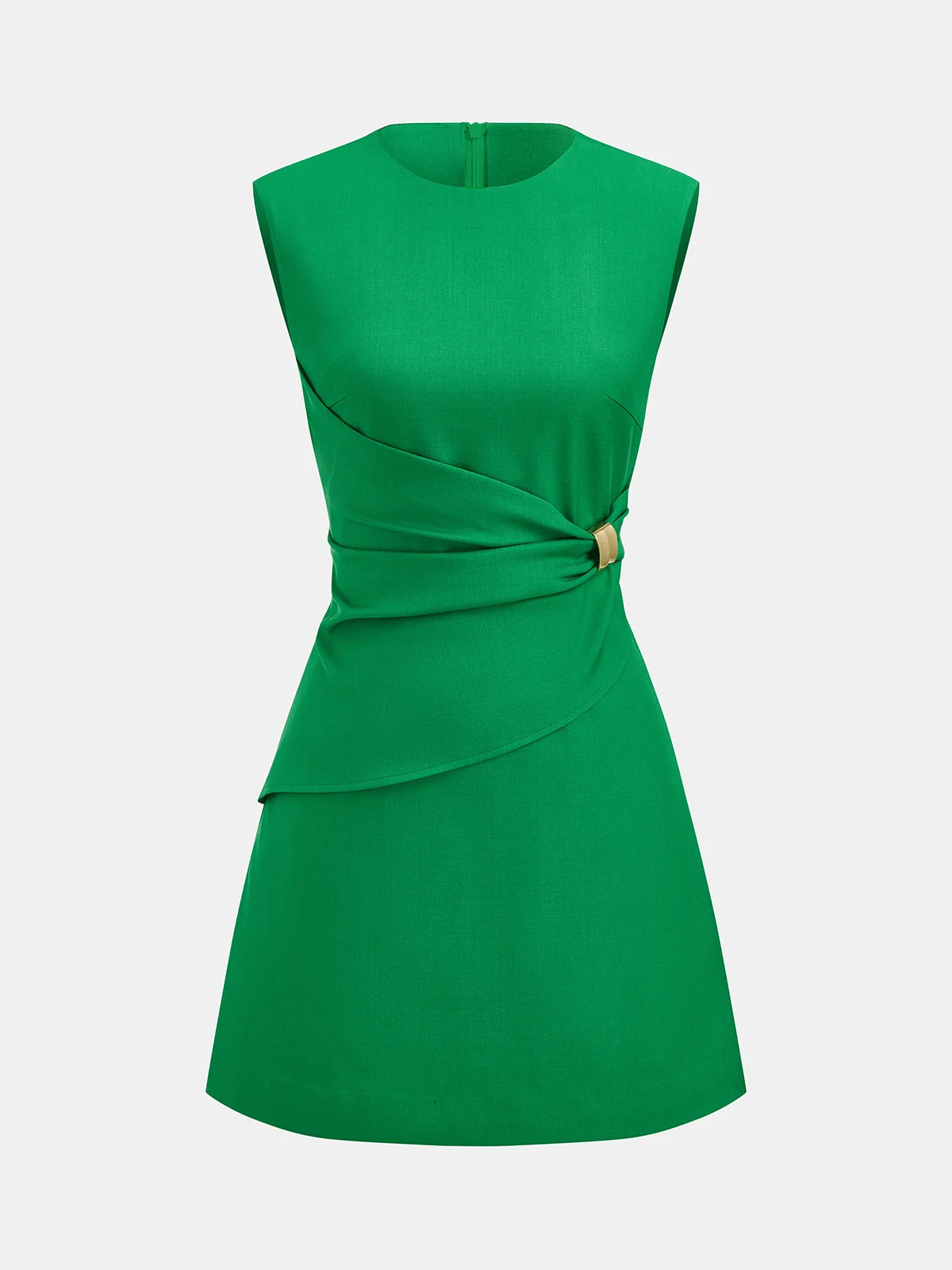 Sleeveless Buckle Waist Mini Dress | Commense
