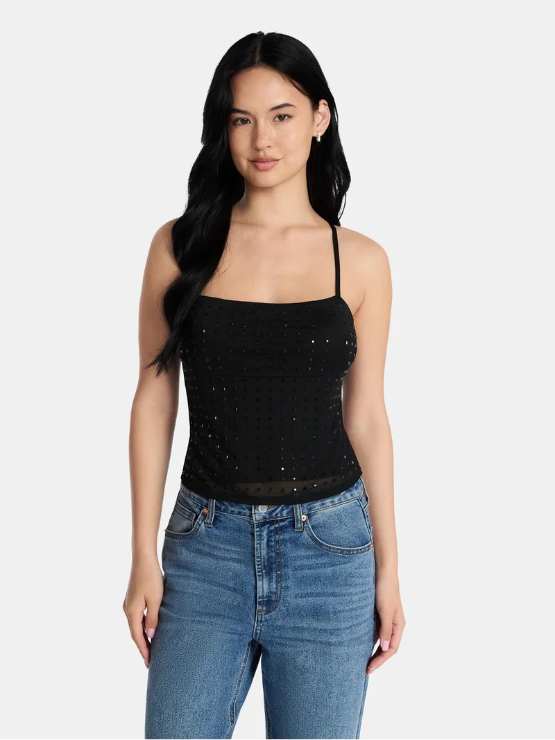 Madden NYC Rhinestone Cami, Womens | Walmart (US)