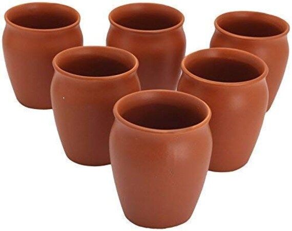 Terracotta Clay Tea Mug Kullad (Brown) -Set of 6 | Etsy (US)