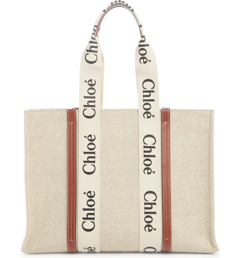 Chloé Large Woody Logo Strap Canvas Tote | Nordstrom | Nordstrom