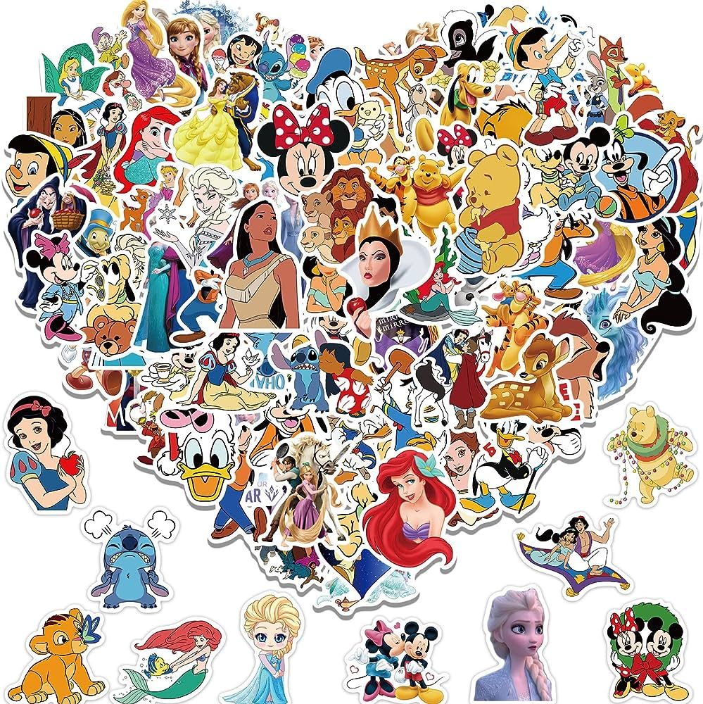 Disney Stickers 100PCS Asverbet Kids Stickers Pack Princess Stickers Cute Stickers for Kids Teens... | Amazon (US)