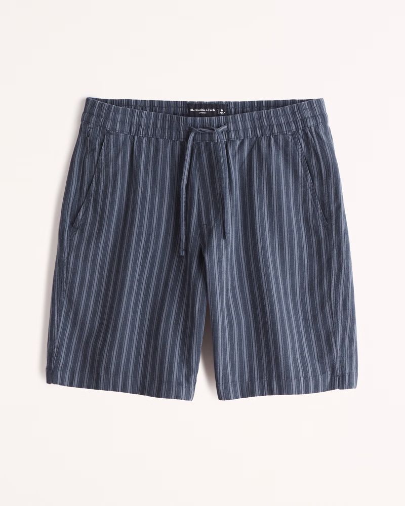 9 Inch Linen-Blend Pull-On Short | Abercrombie & Fitch (US)